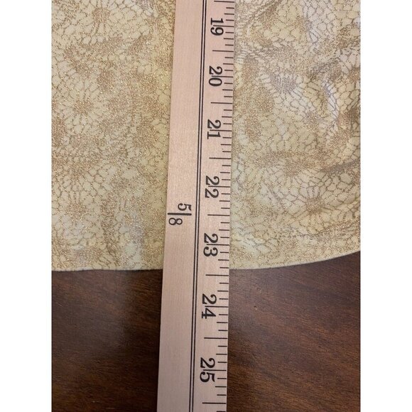 Chico's Floral Knit Top Yellow with Gold Metallic 3/4 Sleeve Ruched Sides Sz 1 - Picture 9 of 9